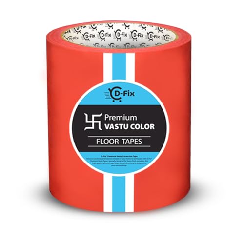 Image of D-fix Vastu Color Floor Tapes | 4 Inch Wide, 25M Each | Red | Vastu Dosh Remedy, Vastu Correction for WC, Toilet, Entrance, Home & Office (1 Rolls Pack)