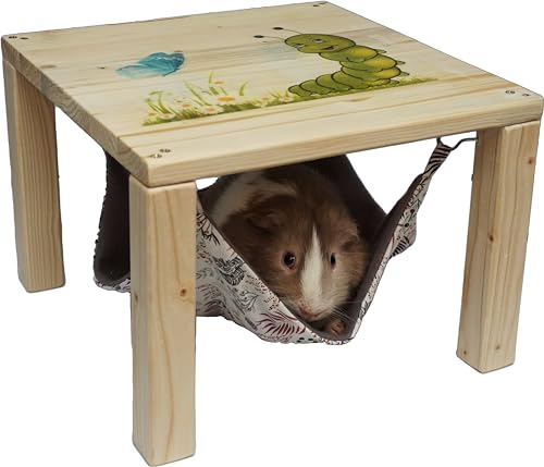Hängemattengestell Einzel Unterstand Meerschweinchen Degu Ratten mit Hängematte & Haken / 30x30cm
