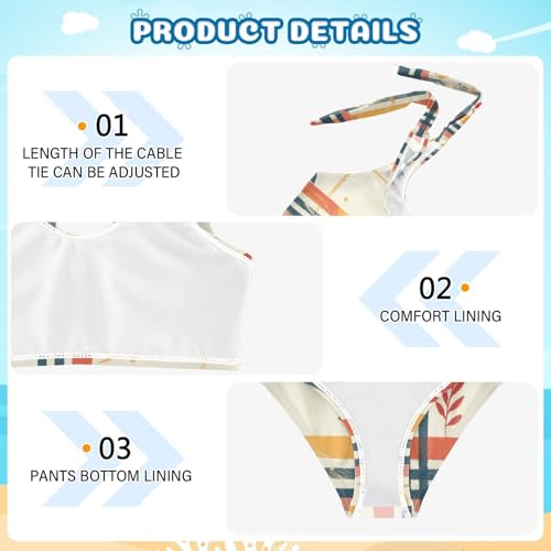 KLL Christmas Plaid Girl Two Piece Bikini Sets Scoop Neck Bathing Suit Swimwear Adjustable Shoulder Strap4