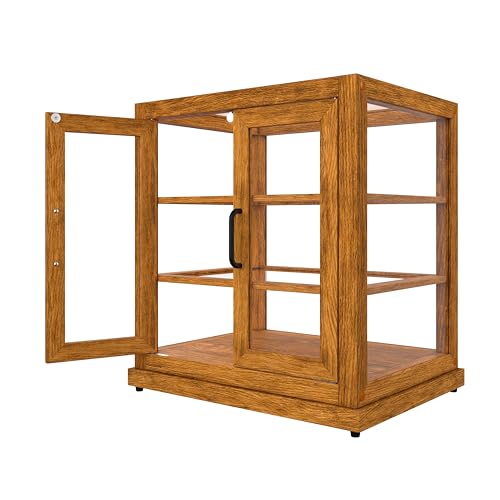 Image of KoolMore 25 in. Light Wood Countertop Upright Dry Bakery Display Case, Pastry, Cake, and Bread Display with Tempered Glass