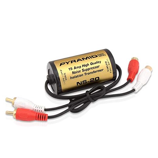 200W 15A RCA Noise Suppressor - Designed for Audio Signals & to Eliminate Noise, Isolation Transformer, Used w/ Amplifier or EQ, Install w/ RCA Jacks & Unique Noise Detection Circuit - Pyramid NS20