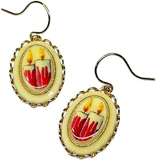 Christmas Candle Resin Cameo Earrings