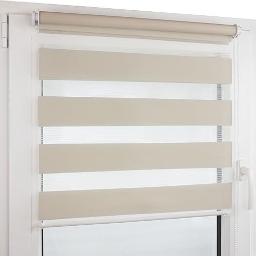 Deco4Me Doppelrollo Klemmfix ohne Bohren (140 x 160 cm, Beige) - Duo Rollo lichtdurchlässig - blickdichte Rollos für Fenster ohne Bohren - Klemmrollo, Fensterrollo, Innenrollo (Stoffbreite 136 cm) Deco4Me Doppelrollo Klemmfix ohne Bohren (140 x 160 cm, Beige) - Duo Rollo lichtdurchlässig - blickdichte Rollos für Fenster ohne Bohren - Klemmrollo, Fensterrollo, Innenrollo (Stoffbreite 136 cm)