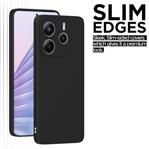 Image of Outlouders Back Cover for Redmi Note 14 5G | Camera Protection | Durable Soft Matte Silicone Bumper Case (Black)