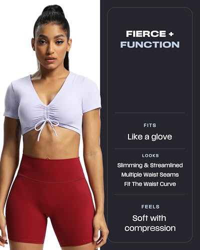Image of Aoxjox Trinity Workout Biker Shorts for Women Tummy Control High Waisted Exercise Athletic Gym Running Yoga Shorts 6 inch