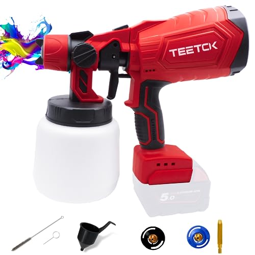 Cordless Paint Sprayer for Milwaukee 18V Battery, TEETOK HVLP Paint Sprayer with 2 Nozzles & 3 Patterns, for Painting Walls, Furniture, Gardens, Fences (Battery not Included)