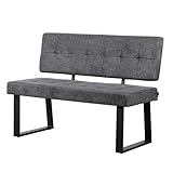 B&D home Sitzbank Sigfrid - Eckbank Esszimmer Mit Lehne, Sitzbank Flur, Pflegeleichter Bezug In Microfaser Anthrazit, Kaltschaum-Polsterung, Für Esszimmer, Küche & Flur, 120 cm