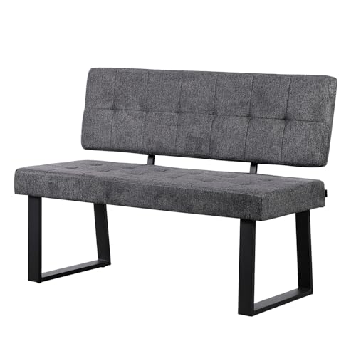B&D home Sitzbank Sigfrid - Eckbank Esszimmer Mit Lehne Sitzbank Flur Pflegeleichter Bezug aus Webstoff in Anthrazit Kaltschaum-Polsterung Für Esszimmer Küche & Flur 120 cm