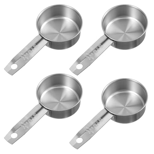 Set de 4 vasos medidores de 1/4 taza acero inoxidable miniatura 1