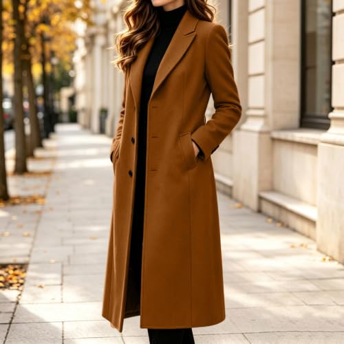 FPMLUXLL Winter Coats for Women Long Length Single Breasted Warm Pea Coats - image 3
