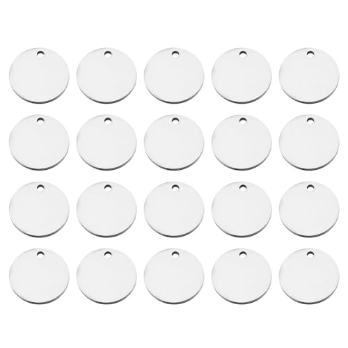 PATIKIL 20個 金属スタンピングブランク 18 mm ラウンド スタンピングタグ ブランク 装飾DIYワード アルミニウム スチール タグ ペンダントミニ シルバー ネックレス キーホルダー彫刻 ジュエリークラフト用 18 mm