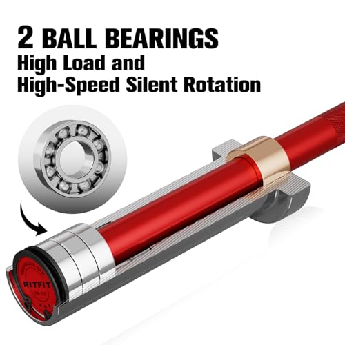 RITFIT Olympic Barbell 4ft/6ft - 2 Inch Weight Bar for Strength Training, Weightlifting, Squat, Deadlift, Bench Press, Curl, Overhead Press - 350lbs/500lbs Capacity 4FT Silver/Red by RitFit - Image 7