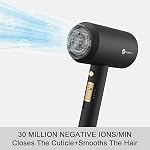 slopehill Professional Ionic Hair Dryer, Powerful 1800W Fast Drying Low Noise Blow Dryer with 2 Concentrator Nozzle 1 Diffuser Attachments for Home Salon Travel (Black) - Image 3