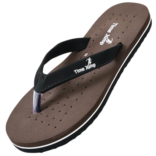 Image of Perforated Flip Flops, Burgundy with Black Straps, Casual Beach Sandals
