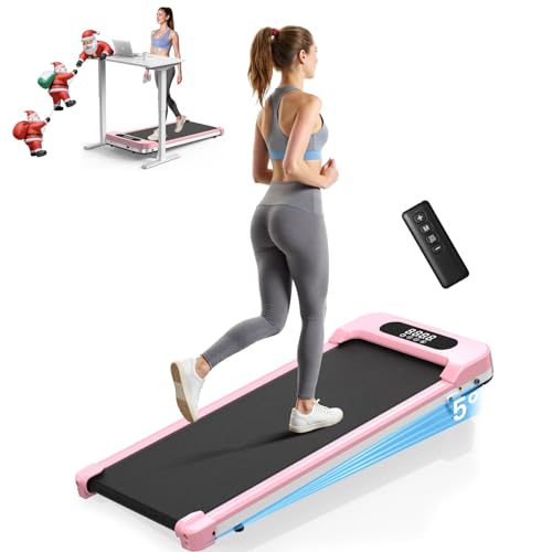 Walking Pad Treadmill 2.5HP, Incline, Portable, LED, Pink