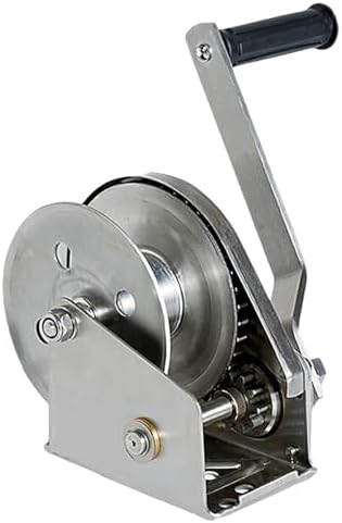 Stainless Steel Hand Winch, 1200/1800/2600lbs Portable Crank Winch with Wire Rope, Two-Way Self-Locking for Boat Trailers, Lightweight Marine Hoist