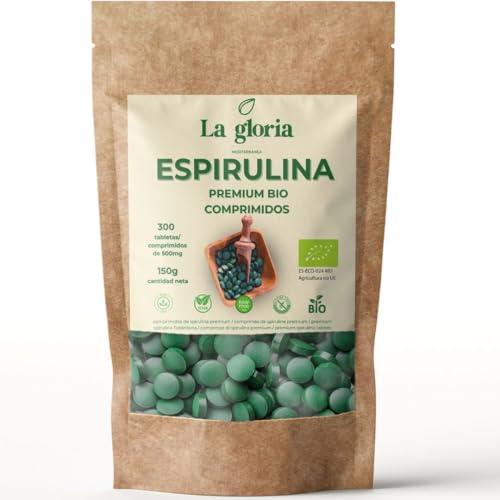 Espirulina Ecológica 100% Bio en 300 Comprimidos – Tableta | 75 días | Pastilla | Alga Pura - Suplemento Natural Ecológico | Espirulina Verde para Adelgazar, Detox y Energía