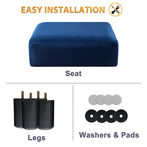 Small Rectangle Foot Stool, Velvet Fabric Footrest Ottoman Stool With Non-Skid Plastic Legs, Modern Footstools Step For Couch, Desk, Office, Living Room, Dogs, Navy #TOP4