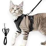 BLOCKBAT® Arnes para Gatos, con Correa de 150cm, Antiescape, Cómodo y Reflectante, Fabricado en Malla Transpirable Suave, Arnes Gato, Gatos Accesorios, arnes Gato Pequeño. (S, Negro)