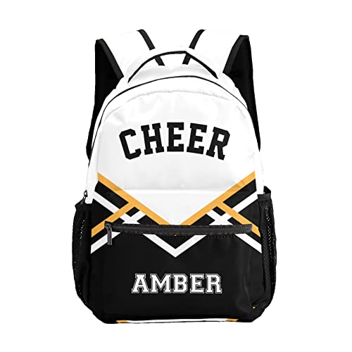 Cheerleaders Yellow Black Backpack with Name Text Custom Laptop Bag for Work Travel Office