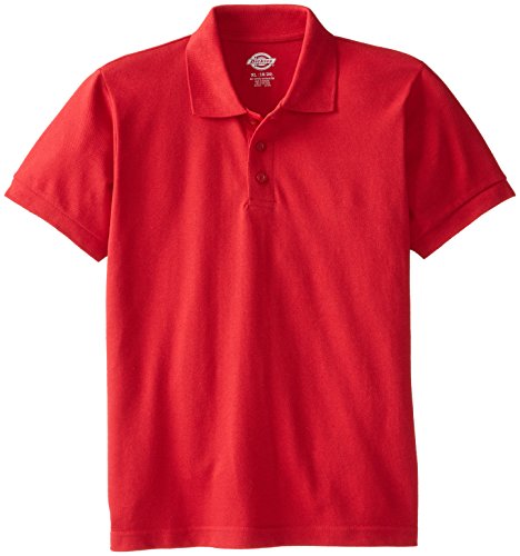 Dickies boys Short Sleeve Pique Polo, English Red, Large 14-16