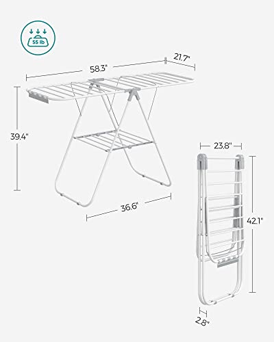 image for SONGMICS Clothes Drying Rack, with Sock Clips, Metal Laundry Rack, Fol