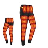Mens Heated Trousers, 30 Heating Zones Heated Pants USB Rechargeable Heated Bottoms 3 Heating Levels Heated Joggers, Winter Warm Heated Leggings with Zip Pockets Heated Trouser for Skiing Plus Size