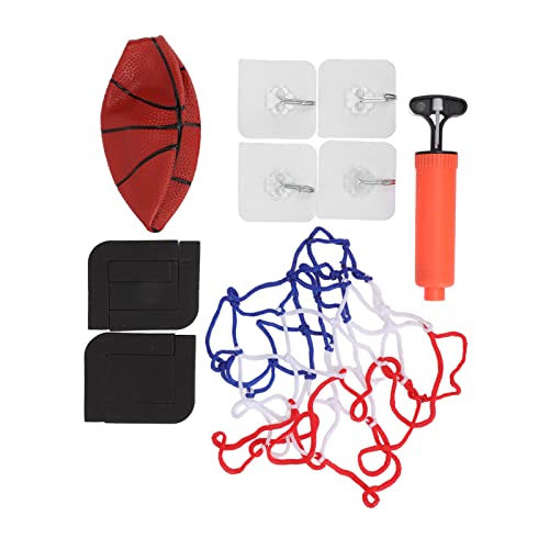 Juego de mini aro de baloncesto para interior, juego de aro de baloncesto de PVC transparente montado en la pared con punzón para niños, negro y amarillo