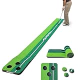 SENSECLUB Tapis de Putting d'intérieur Pliable, Jeu de Golf Pong 259 x 30 cm, Cadeau pour ...