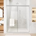 Findepot 44-48" W x 70" H Double Sliding Shower Door, Semi-Frameless Shower Door with 1/4"(6mm) Clear Tempered Glass, Silent Soft-Close Door for Walk-in Shower, Brushed Nickel