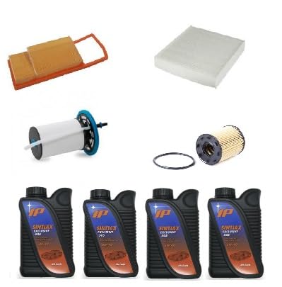 AOQ - Kit tagliando 4 FILTRI COMPATIBILE CON FIAT 500 1.3 MULTIJET DIESEL, LANCIA YPSILON Multijet (312), EURO 6 CON 4LITRI OLIO 5W40