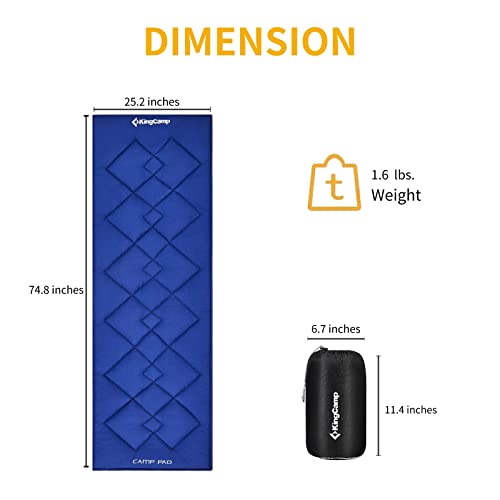 Kingcamp Camping Sleeping Pad Cotton Cot Mat,75"* 25" Thicker Soft Warm Non-Slip Heated Cot Mattress Topper For Camping Hiking,Grey,Blue #TOP1
