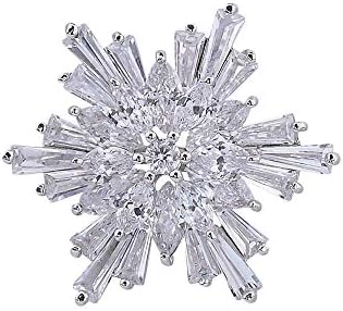 OKA Clear Austrian Crystal Winter Snowflake Brooch Pin, Elegant White Crystal Brooch Pins for Women