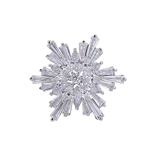 Oka Clear Austrian Crystal Winter Snowflake Brooch Pin, Elegant White Crystal Brooch Pins For Women #TOP11