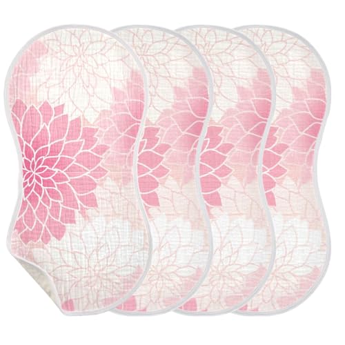 Baby Burp Cloths, Soft Absorbent Burping Cloths for Babies, Cotton Milk Spit Up Rags, Large Size for Newborns, Baby Boys and Girls (Dahlia Flower)3