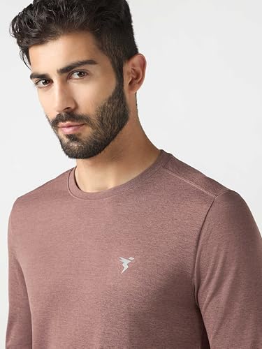 Image of TECHNOSPORT Men's Slim Fit Full Sleeve Round Neck T-Shirt, Double Cool Quick Dry Moisture Wicking Stretchable Sports Gym and Casual Wear