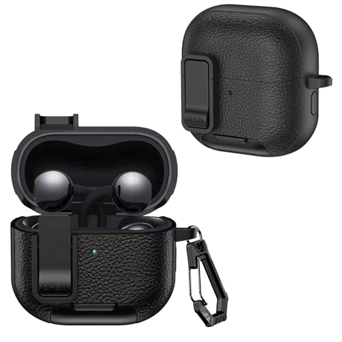 MEMELOKA Funda Huawei FreeClip 2 con Cierre de Seguridad, PC Resistente Estuche para Auriculares a Prueba de caídas de Grado Militar con Hebilla para Senderismo y LED Visible Frontal, Negro