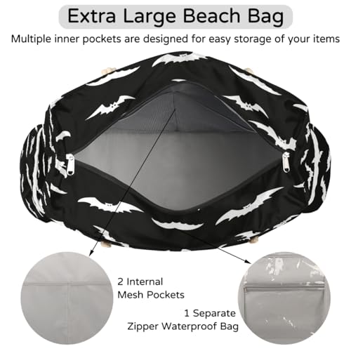 Bolso grande de playa para mujer con cremallera resistente al agua miniatura 7