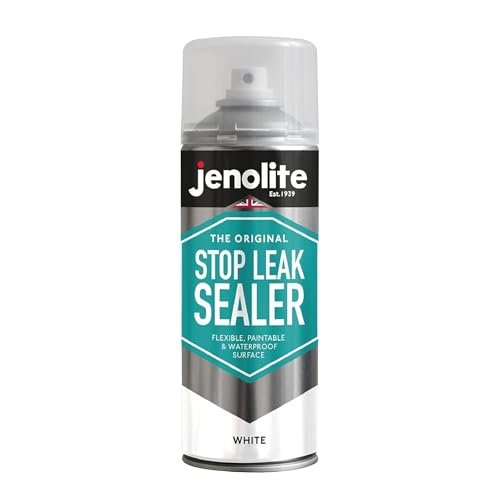 JENOLITE Stop Leak Sigillante Spray | BIANCO | 400ml | Sigilla Grondaie, Ripara Perdite sul Tetto | Impermeabilizzante Spray Sigillante | Sigillante impermeabile di lunga durata