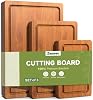 Set de 3 tablas de cortar de bambú carbonizado profundo para cocina, resistentes a grietas con ranuras profundas para jugos, bloque de carnicero pre-aceitado para carne, verduras y queso 2