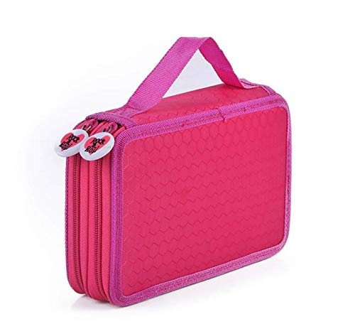 2 capas con gran capacidad de Oxford lápiz de buzón, Vintage Lienzo estuche Estuche escolar funda estuche para mujer y niña, color rojo