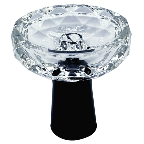 AGSDGAWD Hookah Bowl Diamond-Shaped Glass Shisha Bowl High-Temperature Resistant Compatible with Heat Management Systems Elevate Your Shisha Experience (Color : Black)