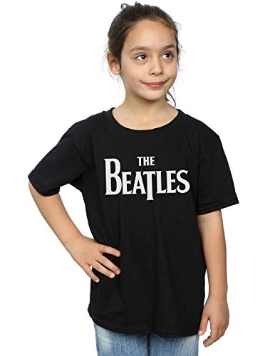 Image of Absolute Cult The Beatles Girls Drop T Logo T-Shirt Black 9-11 Years
