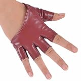 Froomer Women Half Finger Gloves Fingerless Mittens Wine Red