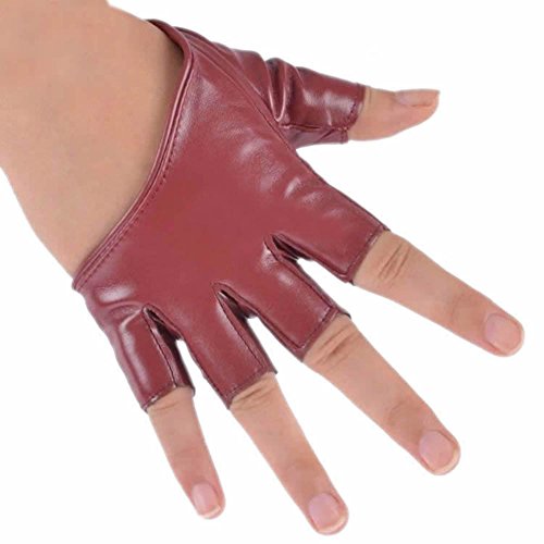 Froomer Women Half Finger Gloves Fingerless Mittens Wine Red