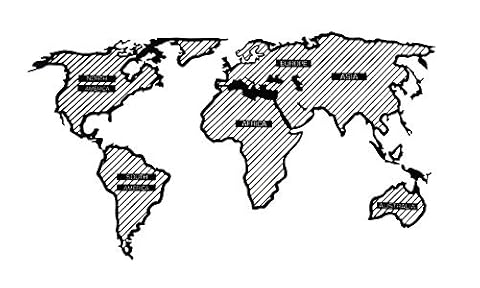 68travel Linia drewniana mapa świata - minimalistyczna dekoracja ścienna - wielokolorowe witraże - unikalny efekt 3D - do salonu, biura i sypialni (XL - poszukiwacz przygód 200 x 100 cm, czarny)