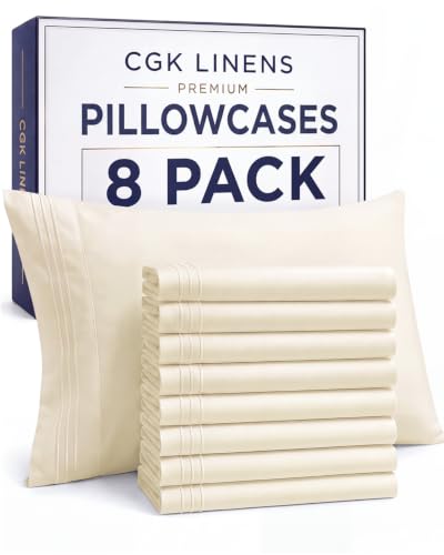 King Standard Pillow Cases Set of 8 - Soft Pillowcase Covers - Off White