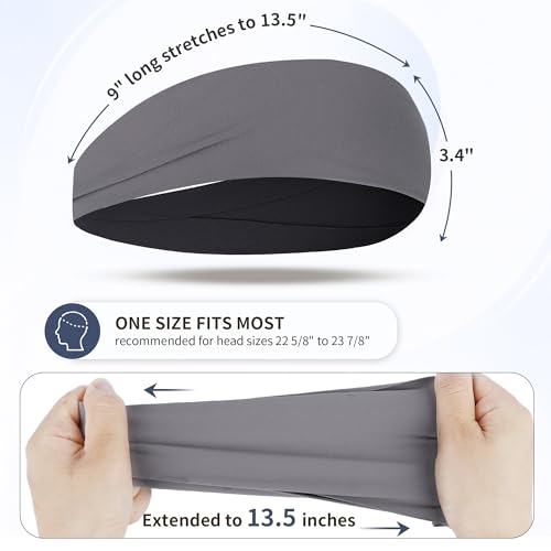 Image of 5 Pack Sports Headband for Men, Breathable Mesh Design, Reused & Washed Mens Headband Sweat Bands for Running Yoga Fitness Workout