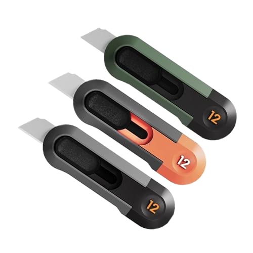 Image of Small Utility Knife, 3PCS Box Cutters, Retractable Letter Opener, Sharp Cartons Cardboard Cutter Razor Knife for Travel and DIY, Smooth Mechanism Perfect for Office and Home Use