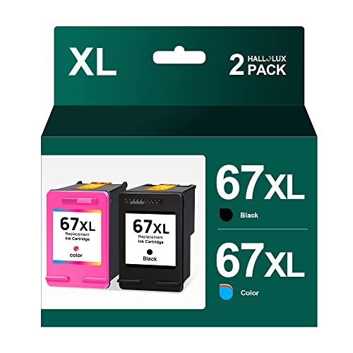 67Xl Ink Cartridge Remanufactured Replacement For 67 67Xl Ink Cartridges Black Color Combo Pack For Envy 6000 6055E 6400E 6455E 6458E Deskjet 2755E 2700 4100 4155E Printer (1 Black, 1 Tri-Color) #TOP12